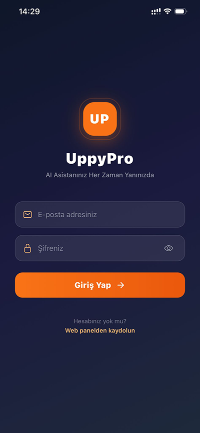 UppyPro Mobil Uygulama Ekran 1